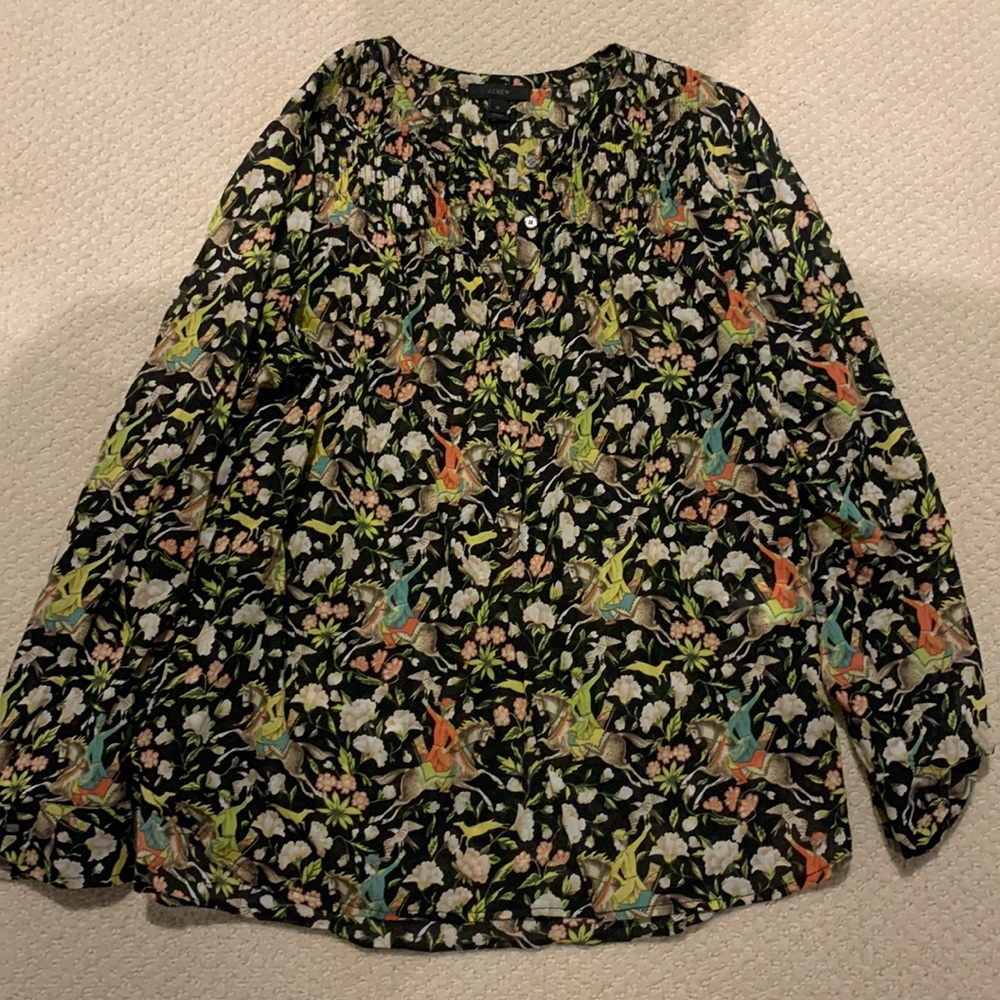 J. Crew Half- button down floral blouse